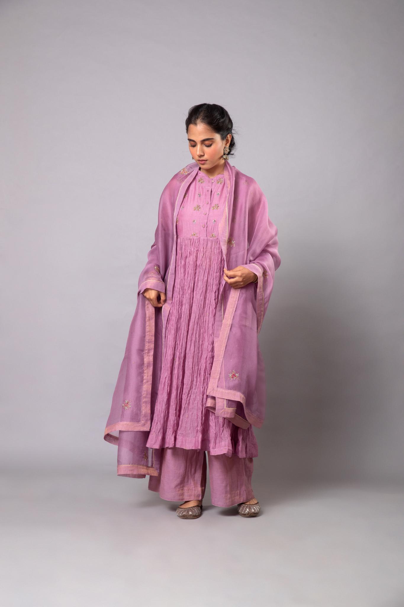 Indu Ghera Set - Lavender - CiceroniKurta Set, Festive wearLabel Shreya Sharma