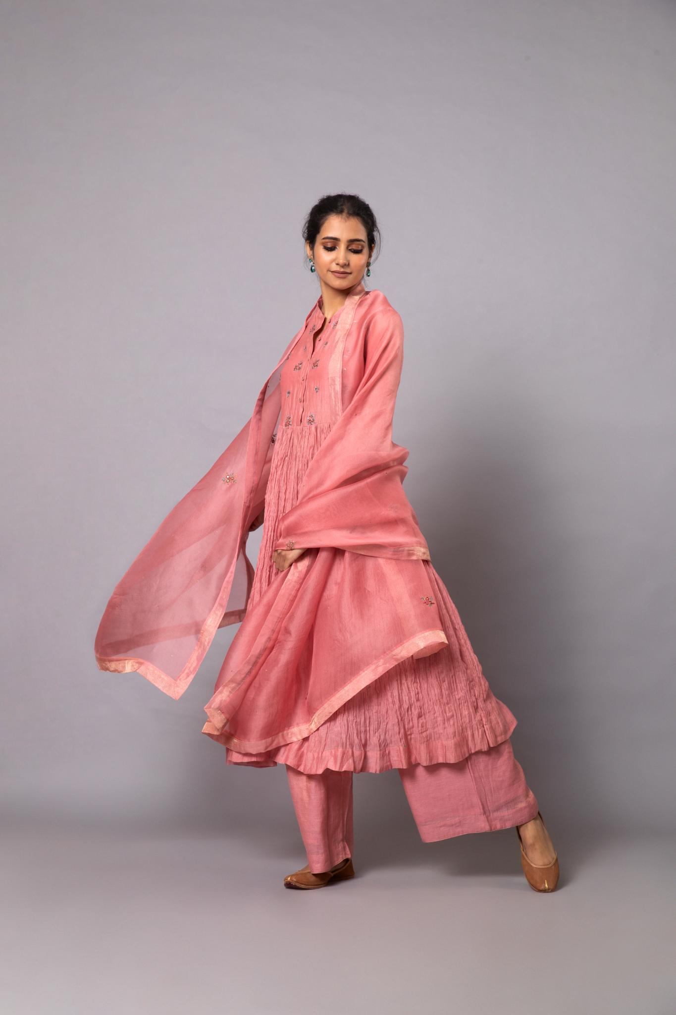 Indu Ghera Set - Light Pink - CiceroniKurta Set, Festive wearLabel Shreya Sharma