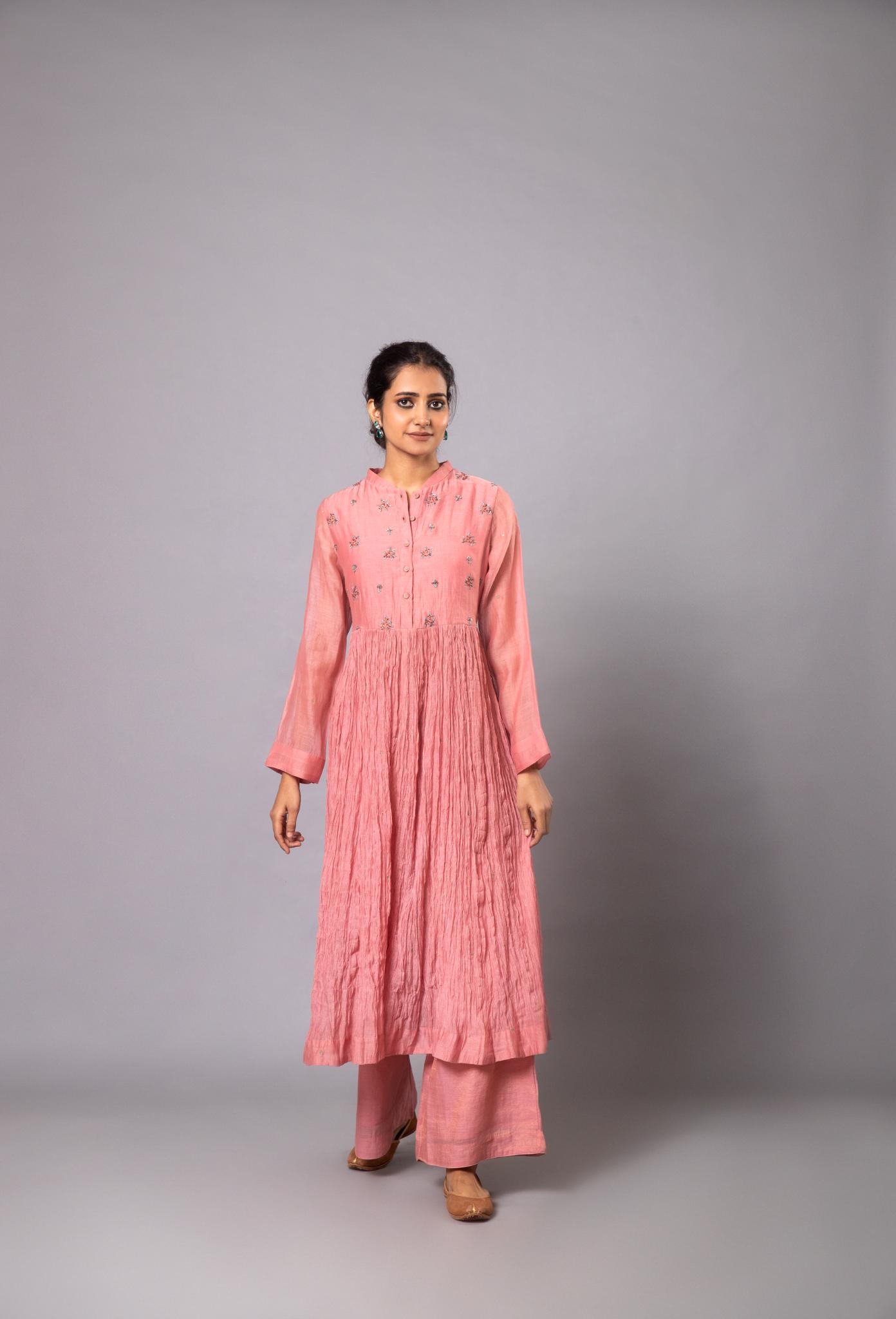 Indu Ghera Set - Light Pink - CiceroniKurta Set, Festive wearLabel Shreya Sharma