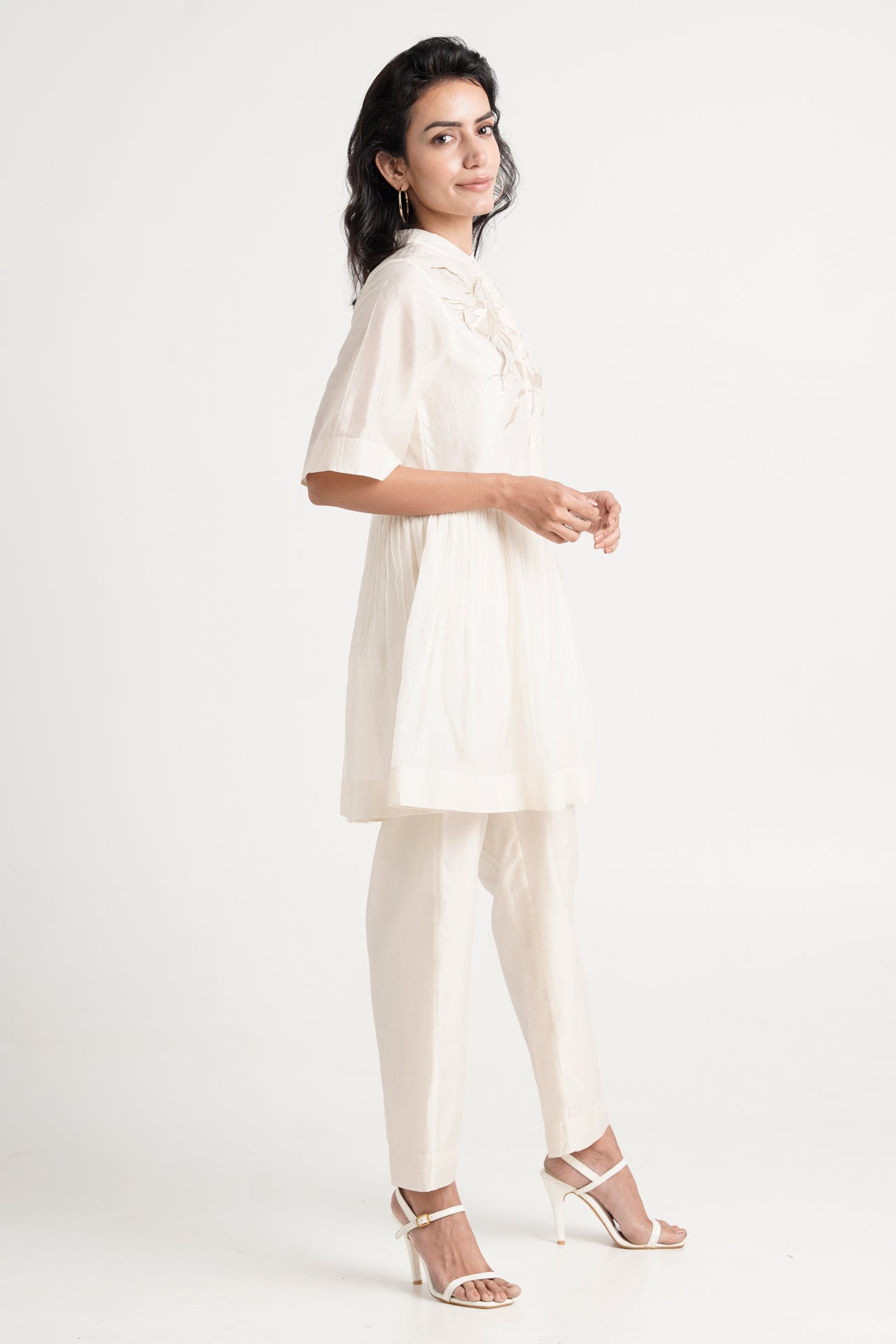 Ivory Abe 2.0 - Tonal Embroidery Peplum Tunic Set - CiceroniCo-ord SetMadder Much