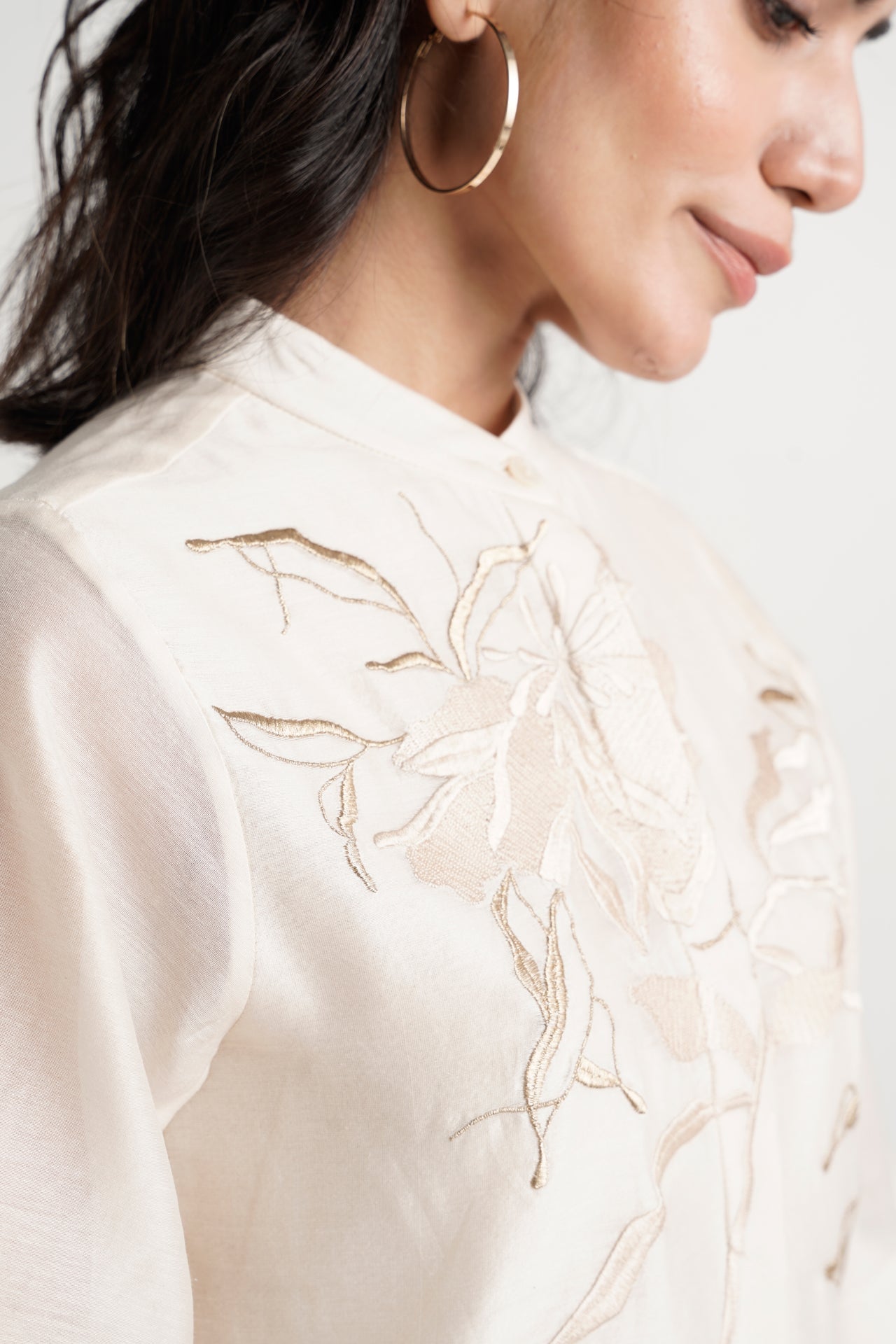 Ivory Abe 2.0 - Tonal Embroidery Peplum Tunic Set - CiceroniCo-ord SetMadder Much