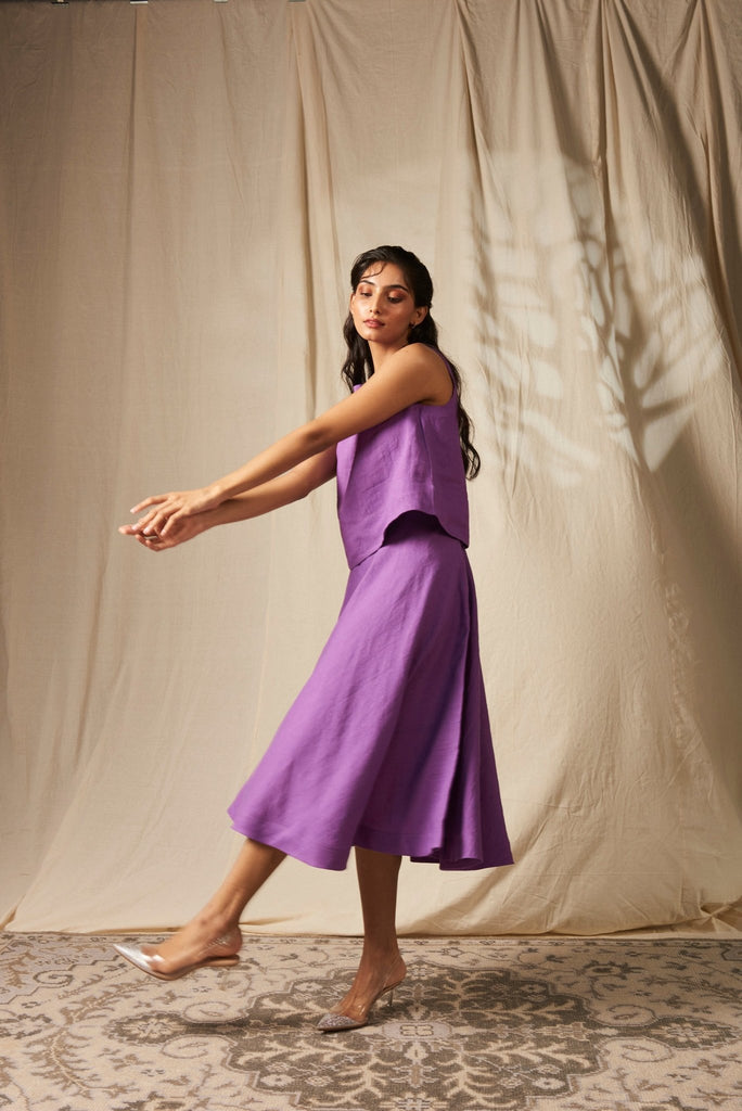 Jambu Linen Flared Skirt Set - CiceroniCo-ord SetSaphed