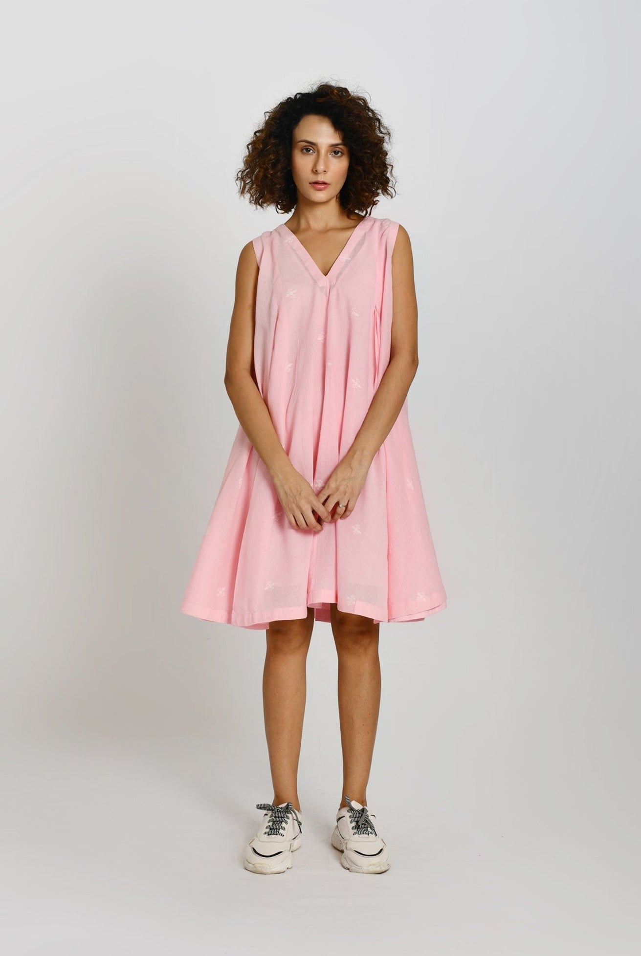 Jamdani Moon Dress - Pink - CiceroniDressesHiranya