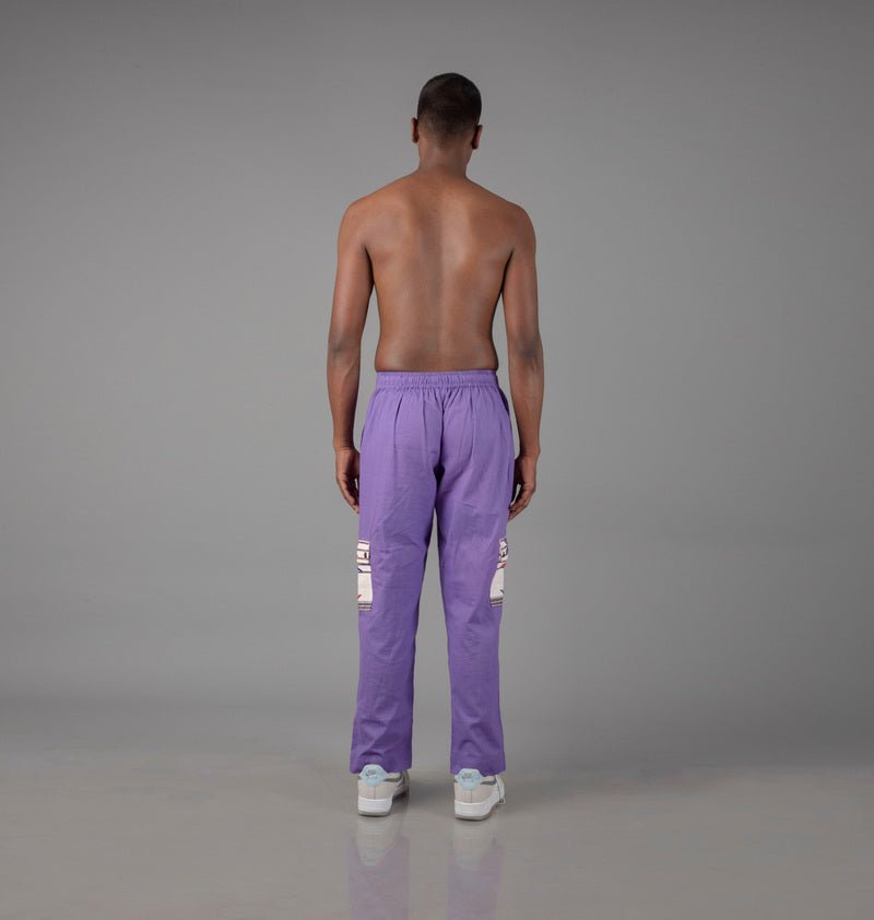 Jharkhand Handloom Textile Unisex Purple Wide Leg Pant - CiceroniPantsJohargram