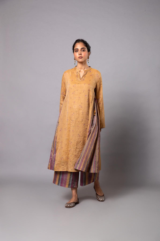 Kavya Tissue Kurta Set - Yellow - CiceroniKurta Set, Festive wearLabel Shreya Sharma