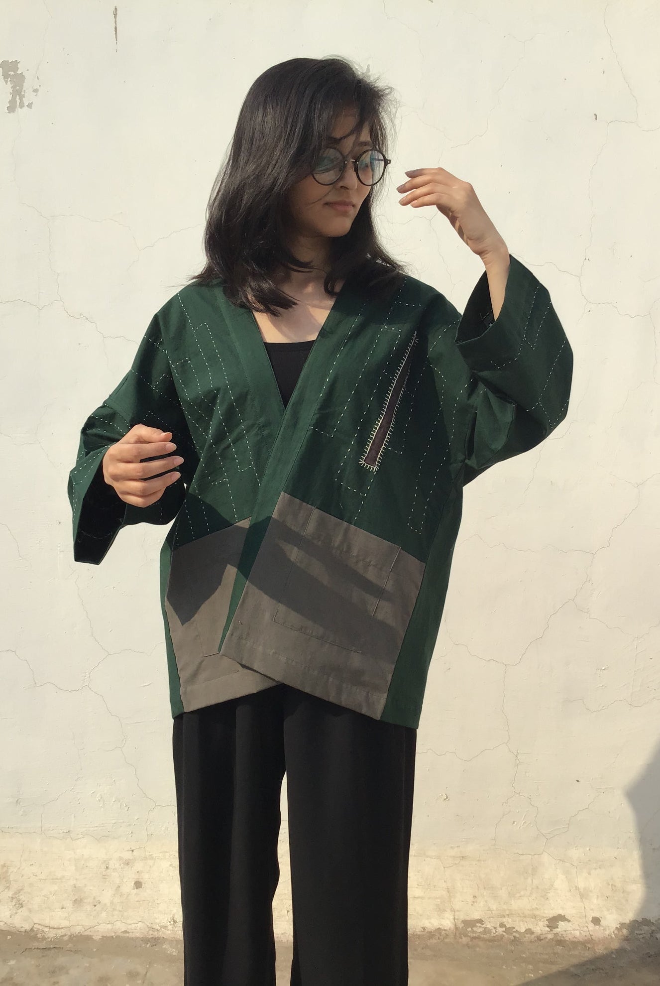 Kimono jacket In Green - CiceroniPatch Over Patch