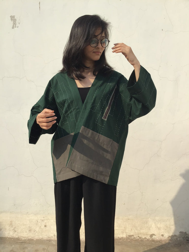 Kimono jacket In Green - CiceroniPatch Over Patch