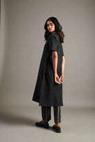 Kohl Dhaari Linen Half Sleeves Kurta Set - CiceroniKurta SetSaphed