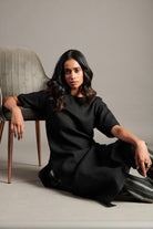 Kohl Dhaari Linen Half Sleeves Kurta Set - CiceroniKurta SetSaphed