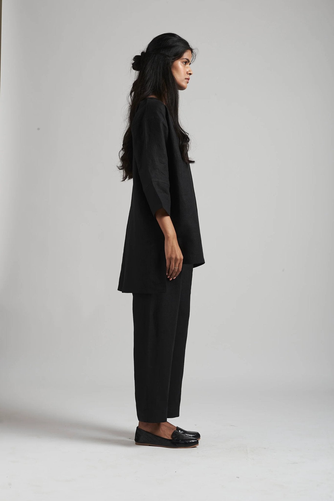 Kohl Linen Short Kurta Set - CiceroniCo-ord SetSaphed