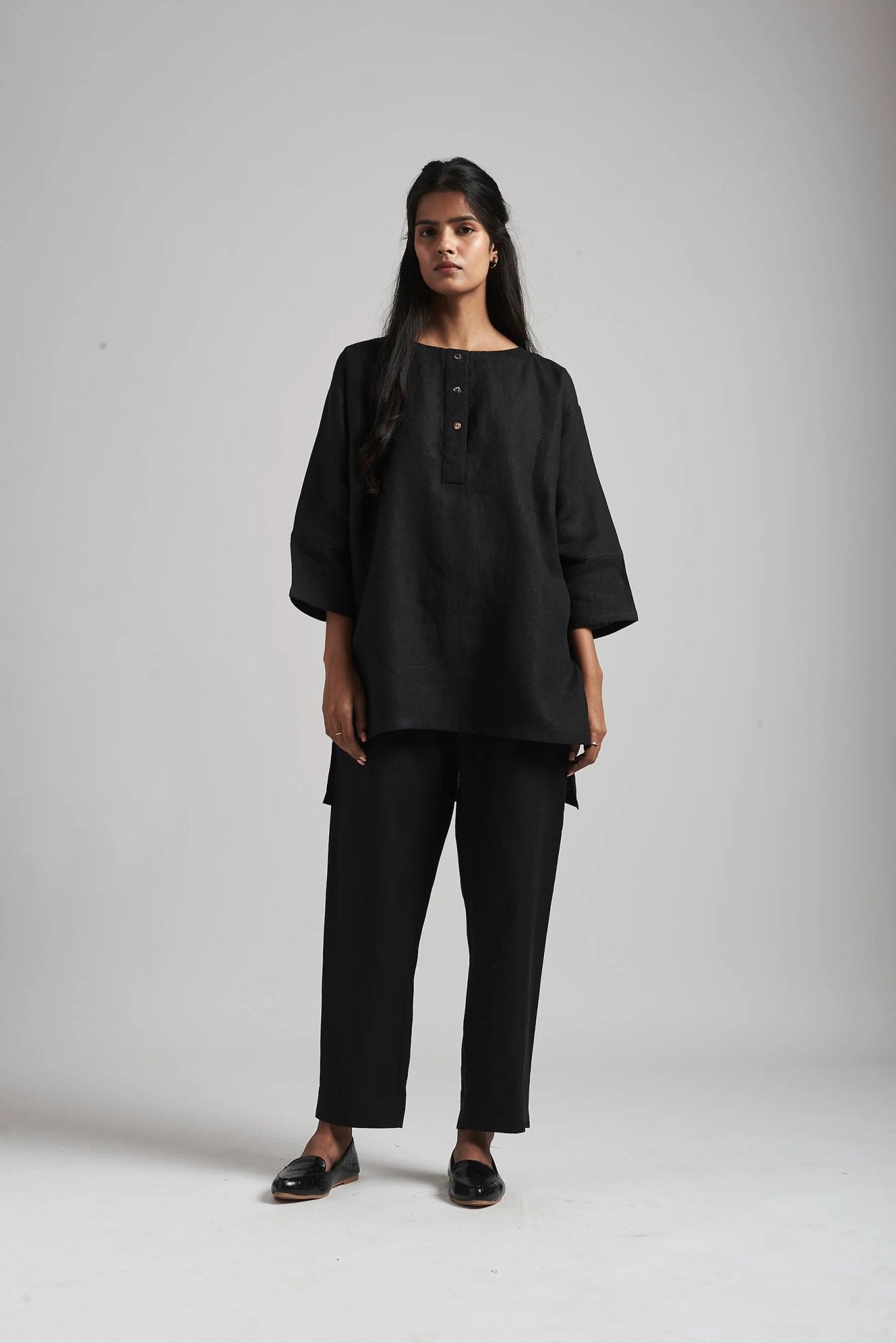 Kohl Linen Short Kurta Set - CiceroniCo-ord SetSaphed