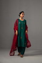 Kushi Kurta Dupatta Set - Emerald Green - CiceroniKurta Set, Festive wearLabel Shreya Sharma