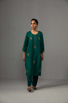 Kushi Kurta Dupatta Set - Emerald Green - CiceroniKurta Set, Festive wearLabel Shreya Sharma