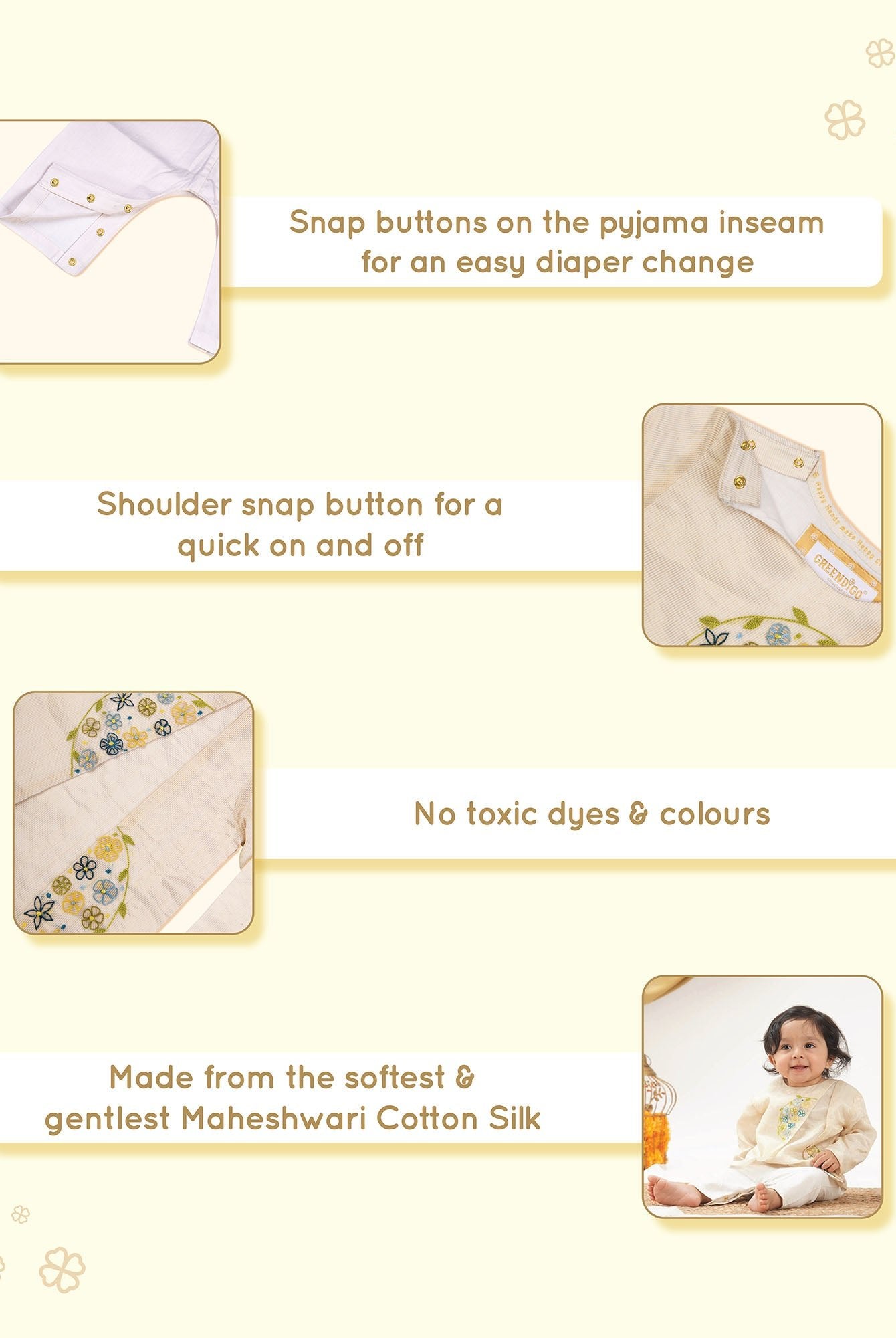 Maheshwari Handwoven Cotton Silk Short Kurta & Pant Set-Parijat - Pack of 2 - CiceroniKurta SetGreendigo