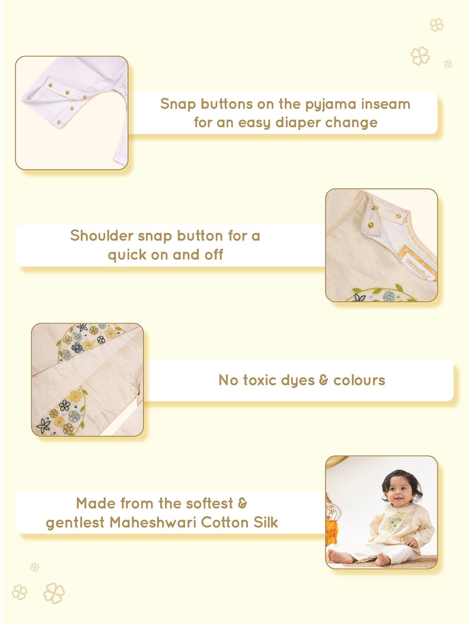 Maheshwari Handwoven Cotton Silk Short Kurta & Pant Set-Parijat - Pack of 2 - CiceroniKurta SetGreendigo