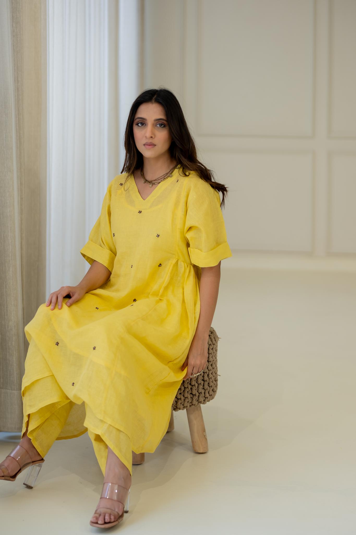 Marigold Linen Kurta Set - CiceroniKurta SetSilai Studio