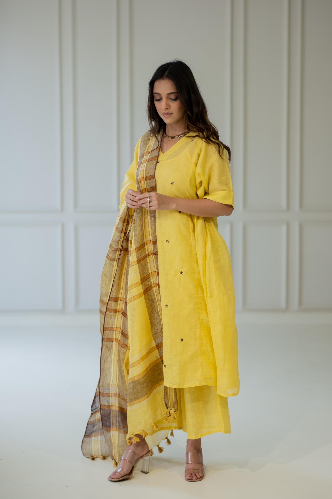 Marigold Linen Kurta Set - CiceroniKurta SetSilai Studio