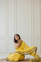 Marigold Linen Saree - CiceroniSareeSilai Studio
