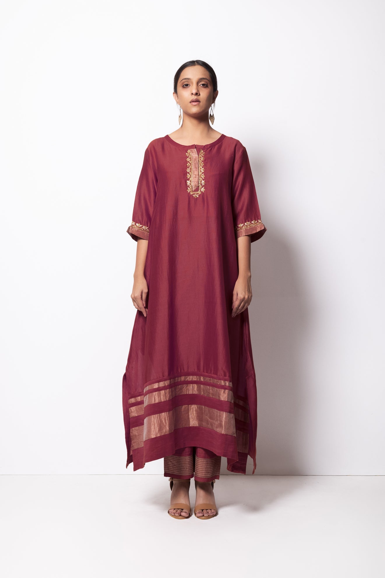 Mauve Kurta Chanderi Silk Set with Dupatta - CiceroniBhavik Shah