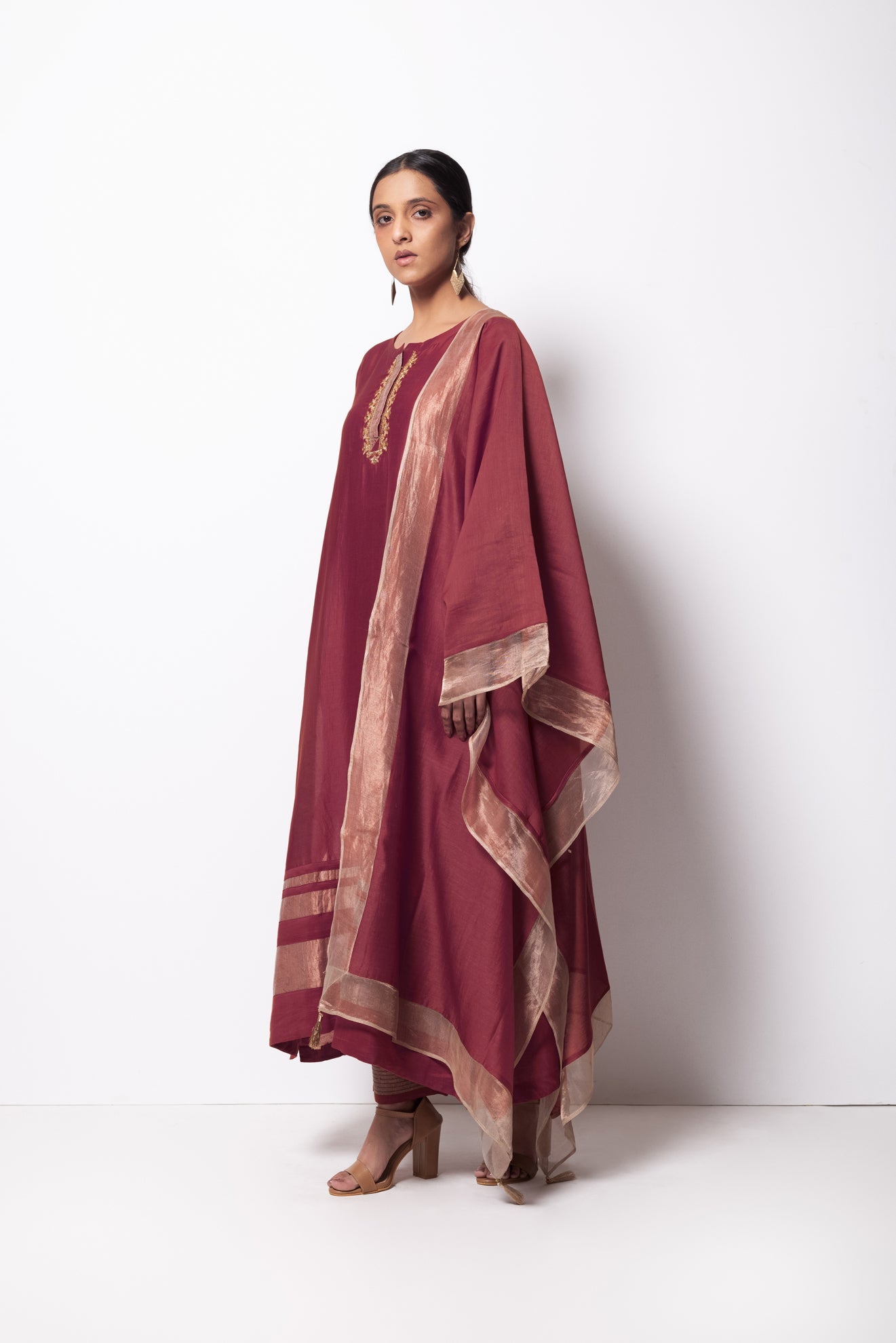 Mauve Kurta Chanderi Silk Set with Dupatta - CiceroniBhavik Shah