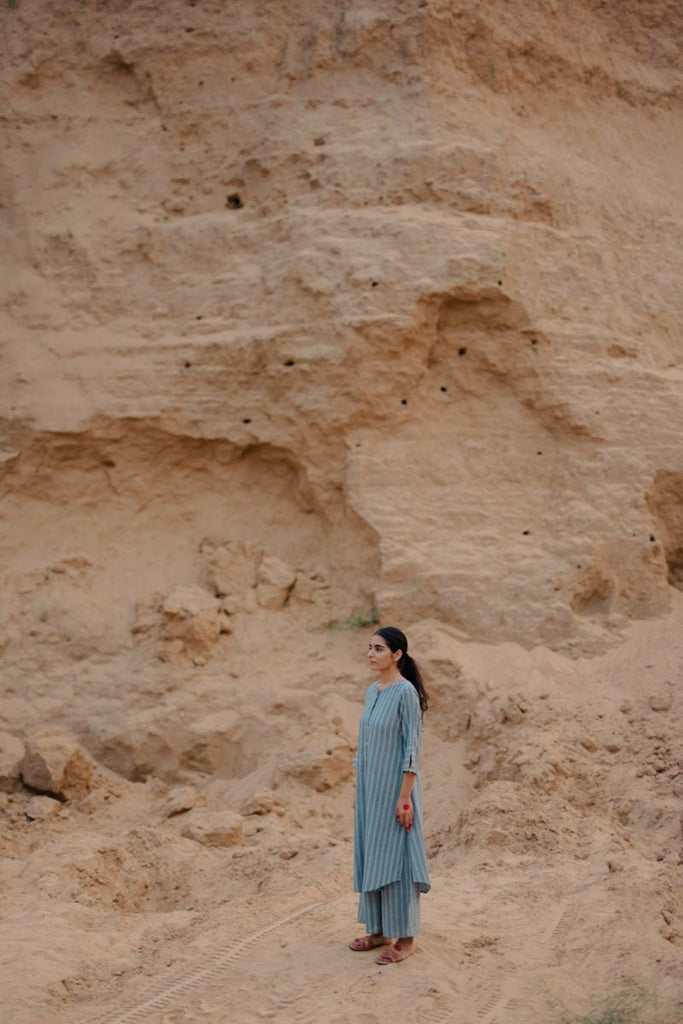 Mist Blue Kurta and pants Set - CiceroniCo-ord SetMaidaan