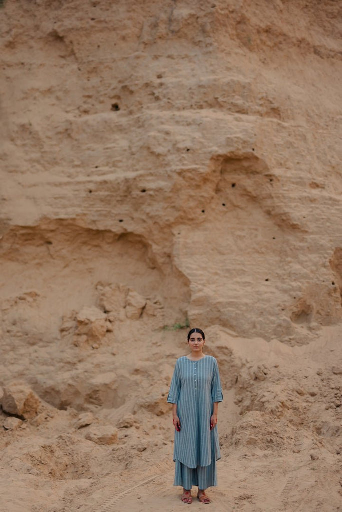 Mist Blue Kurta and pants Set - CiceroniCo-ord SetMaidaan