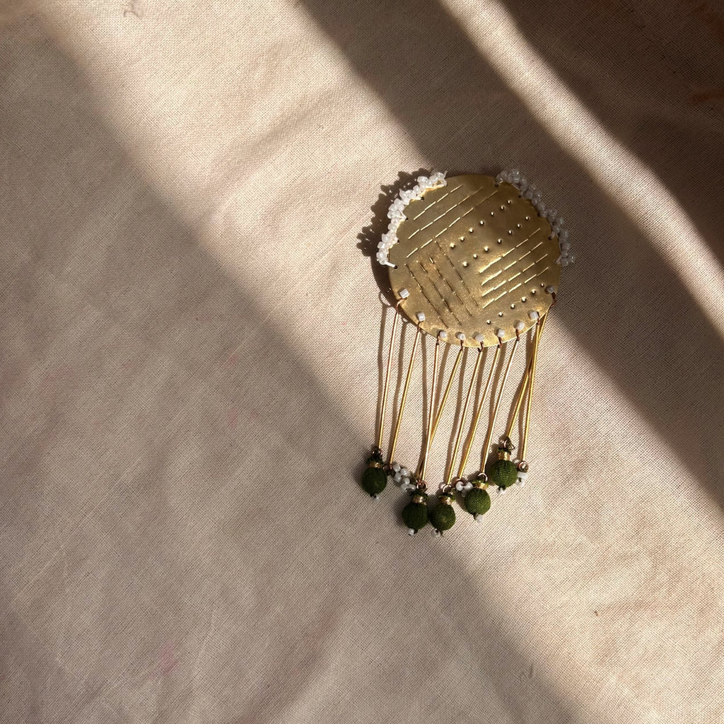 Moon Brass Hair Pin - Green - CiceroniHair PinBy Nirjari