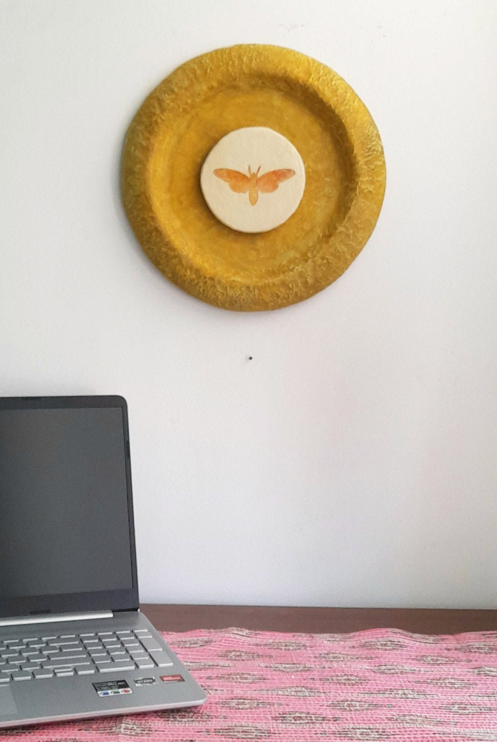 Moth Wall Plate - Ochre Yellow - CiceroniWall ArtAranya Earthcraft