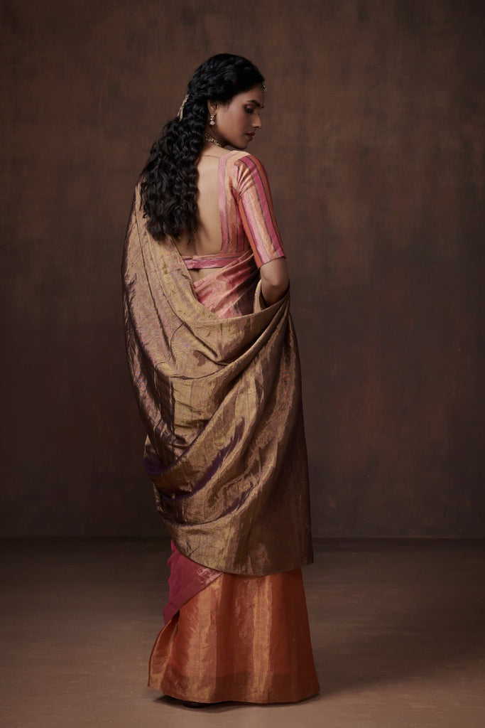 Multi Coloured Radiant Chanderi Tissue Saree: handwoven beauty. - CiceroniSareeDressfolk