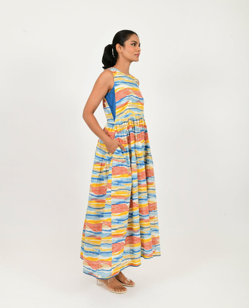 Multi Wave Gather Dress - CiceroniDressesRias Jaipur