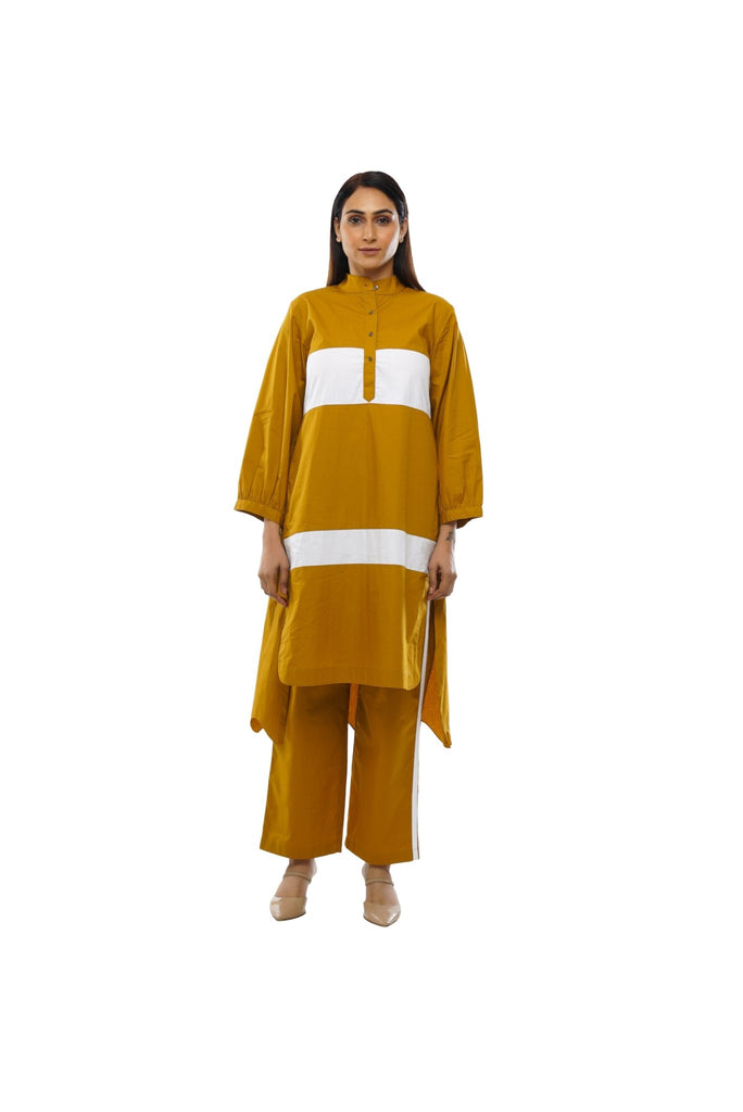 Mustard White Collar Dress Co-ord - CiceroniCo-ord SetKhat