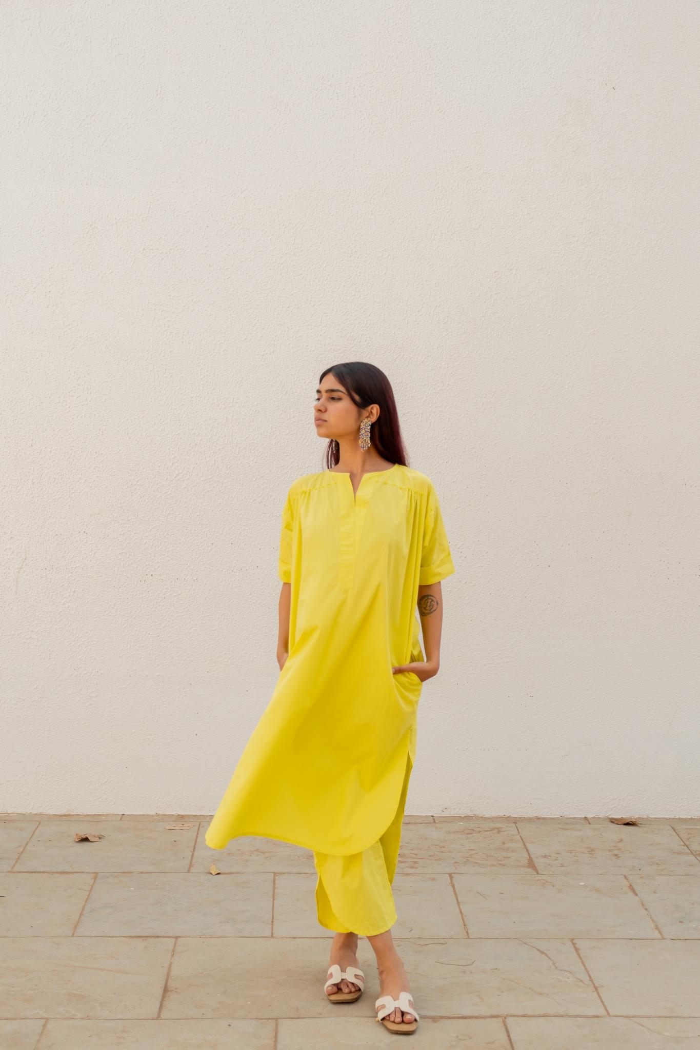 Neembu Yellow Tunic with Pants - CiceroniKurta SetSilai Studio