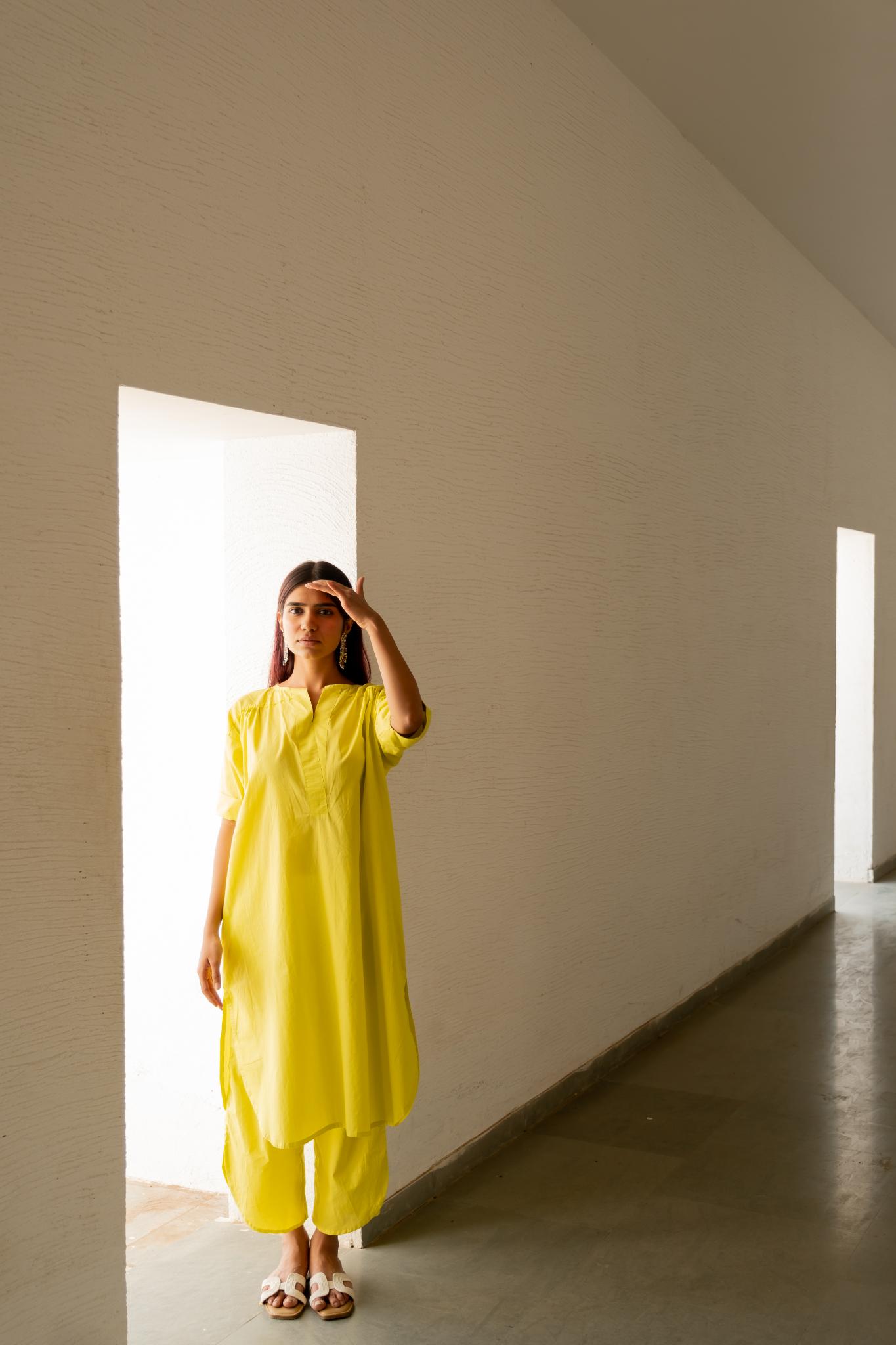 Neembu Yellow Tunic with Pants - CiceroniKurta SetSilai Studio