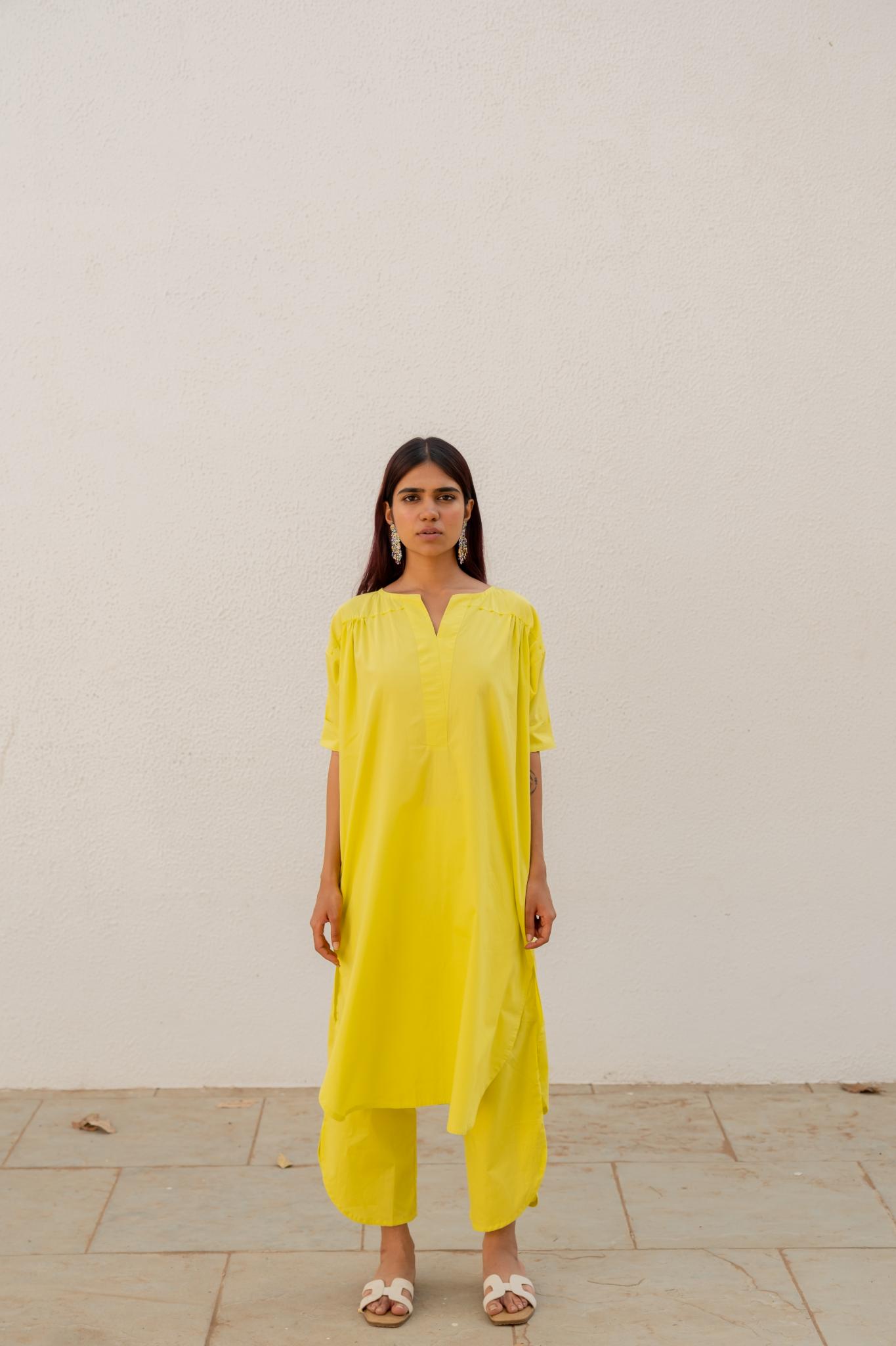 Neembu Yellow Tunic with Pants - CiceroniKurta SetSilai Studio