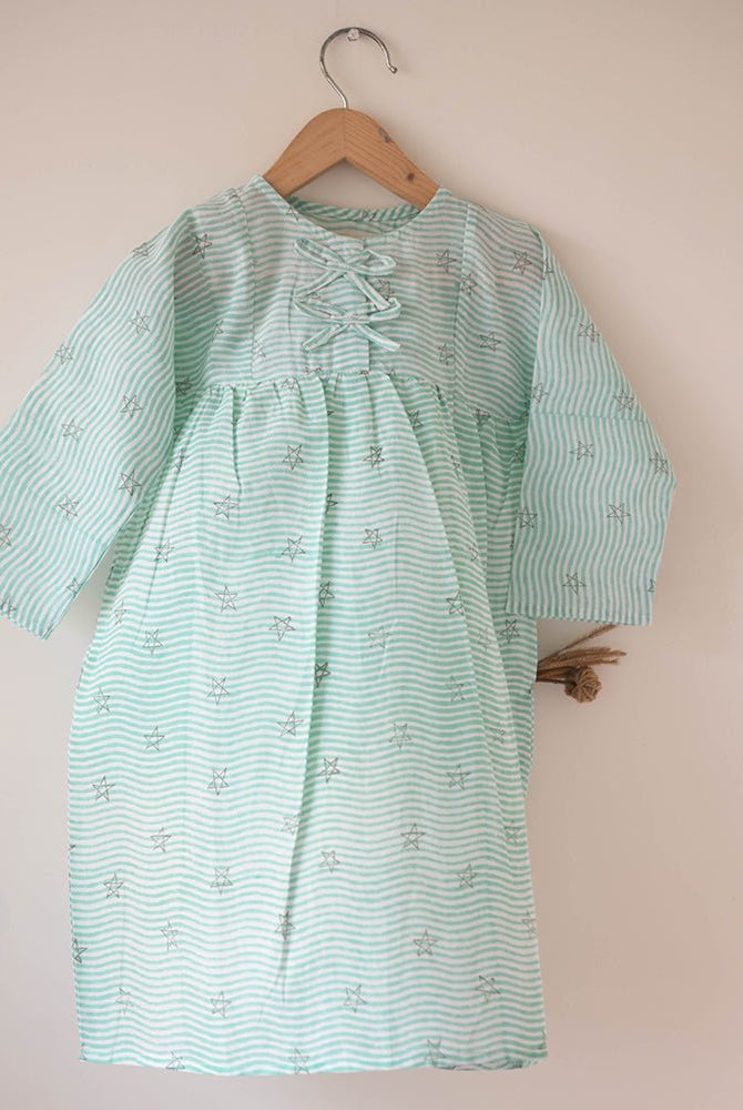 Nightgown in Party in the Sea Hand Block Print - CiceroniDressesLove The World Today