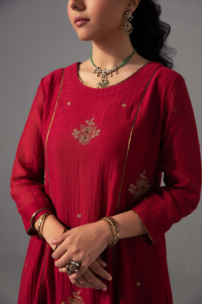 Noor Kurta Dupatta Set - Red - CiceroniKurta Set, Festive wearLabel Shreya Sharma