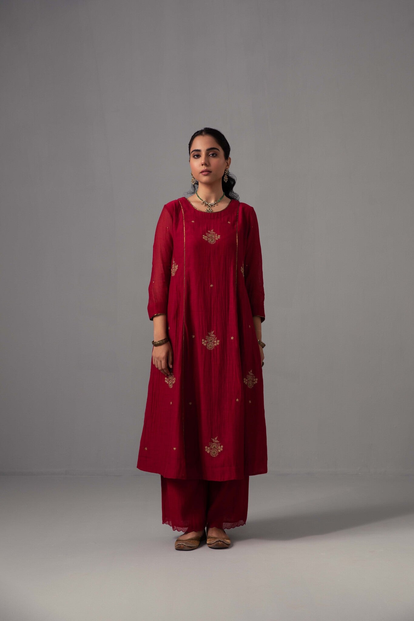 Noor Kurta Dupatta Set - Red - CiceroniKurta Set, Festive wearLabel Shreya Sharma