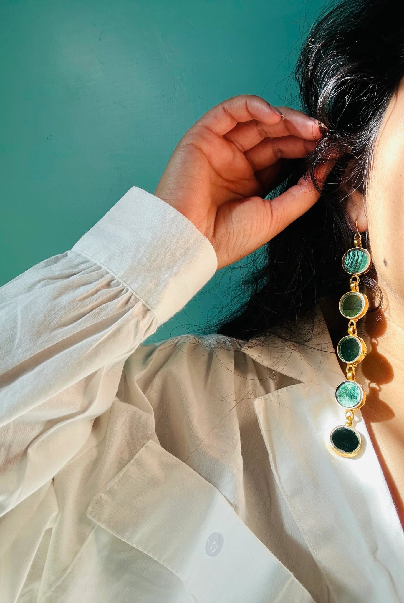 Nura Green Gold Plated Earrings - CiceroniEarringsAimra'a
