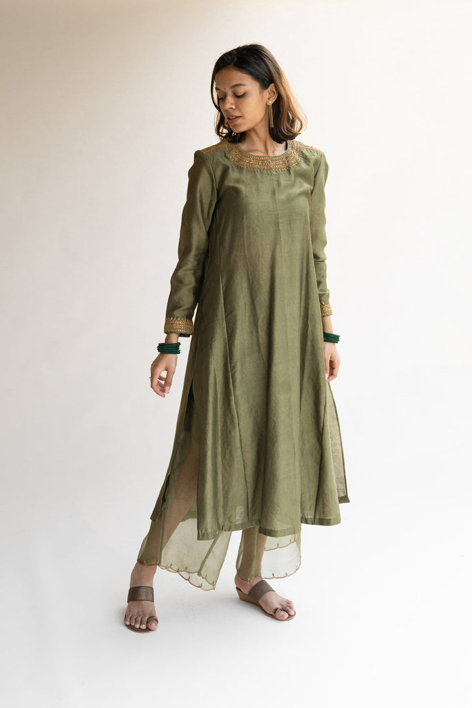 Olive Zeenat Kurta Set - CiceroniNirjara