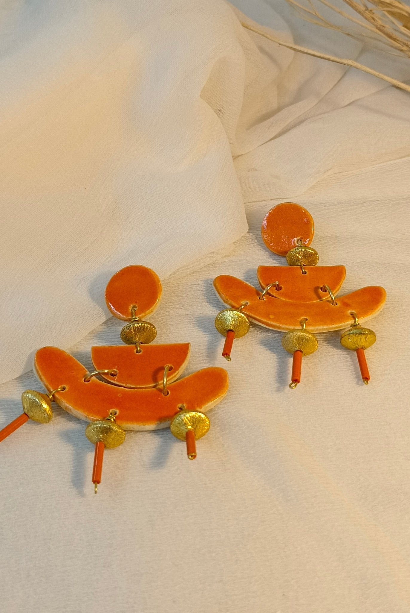Orange Semi-Circle Earrings - CiceroniEarringsBoundless by Shilpi