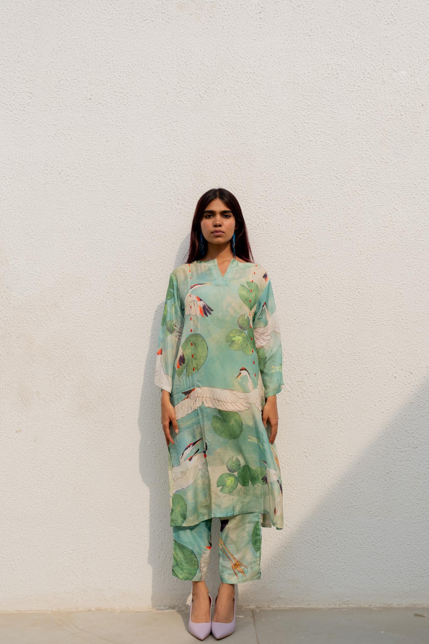 Oriental Cranes and Frogs Kurta Set - CiceroniKurta SetSilai Studio