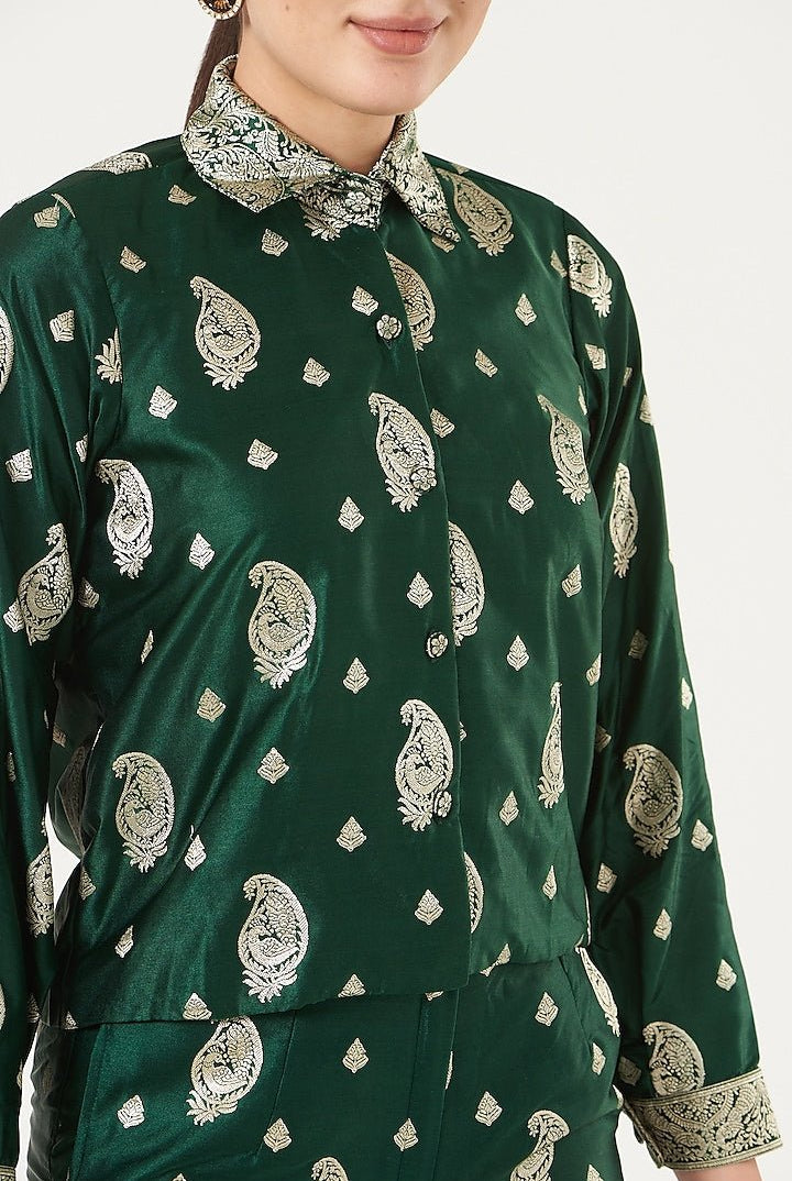 Paisley Silk Co-ord Set In Emerald Green - CiceroniCo-ord Setshriya singhi