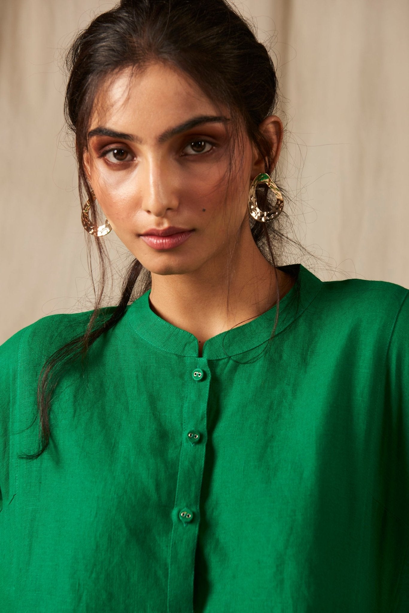 Panna Linen Panelled Kurta Set - CiceroniKurta SetSaphed