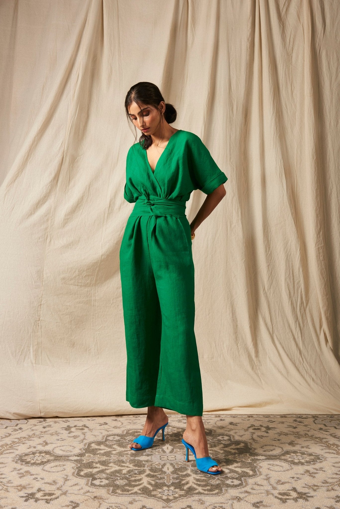 Panna Linen Wrapped Jumpsuit - CiceroniJumpsuitSaphed