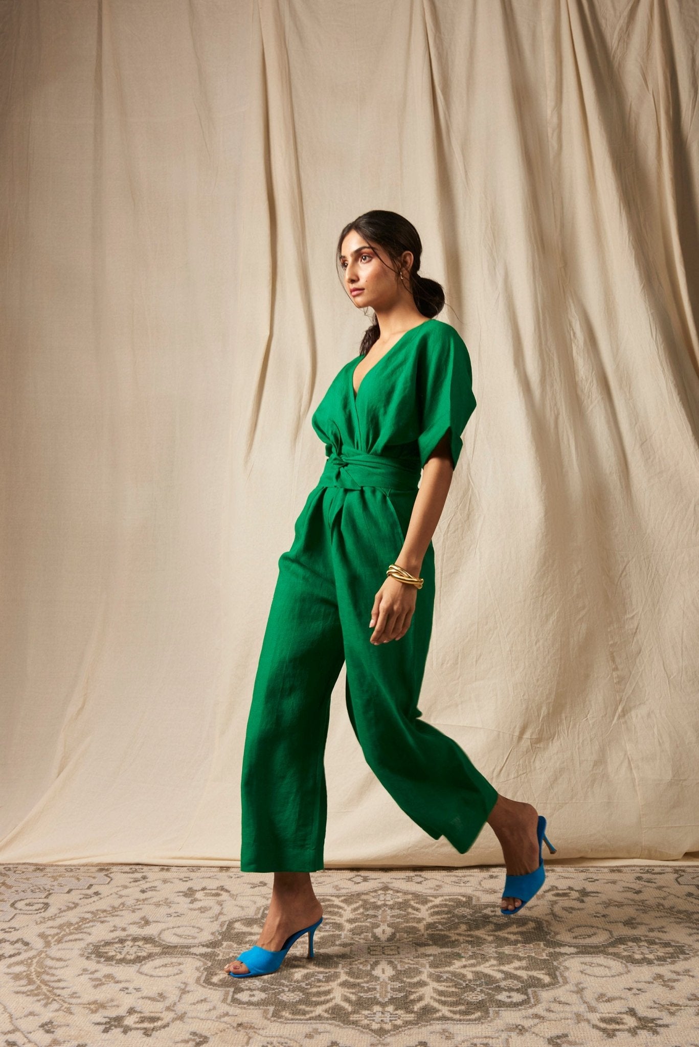 Panna Linen Wrapped Jumpsuit - CiceroniJumpsuitSaphed