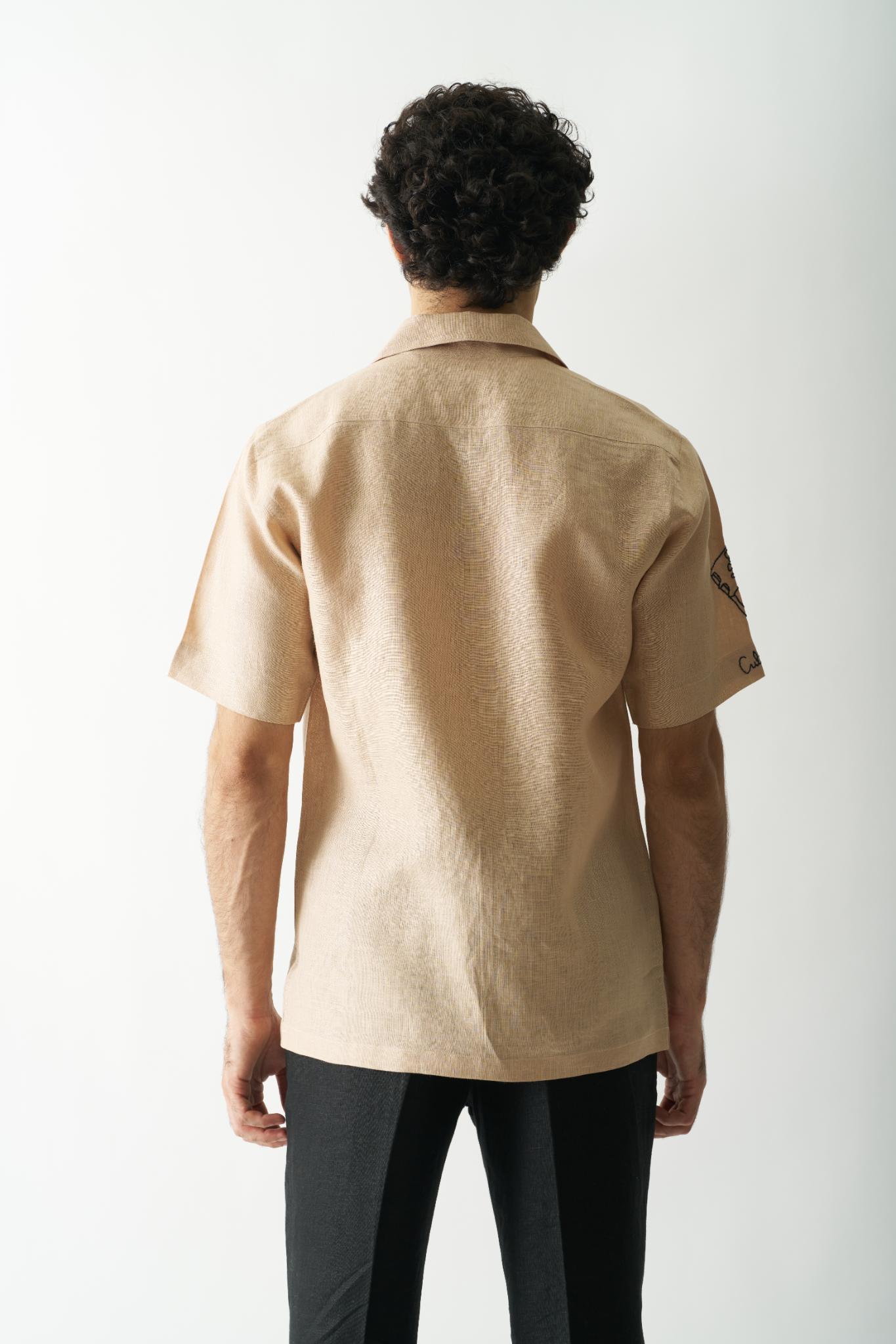 Pirate's Plunder - Mens Hand Embroidered Pure Linen Shirt - CiceroniShirtsCultura Studio