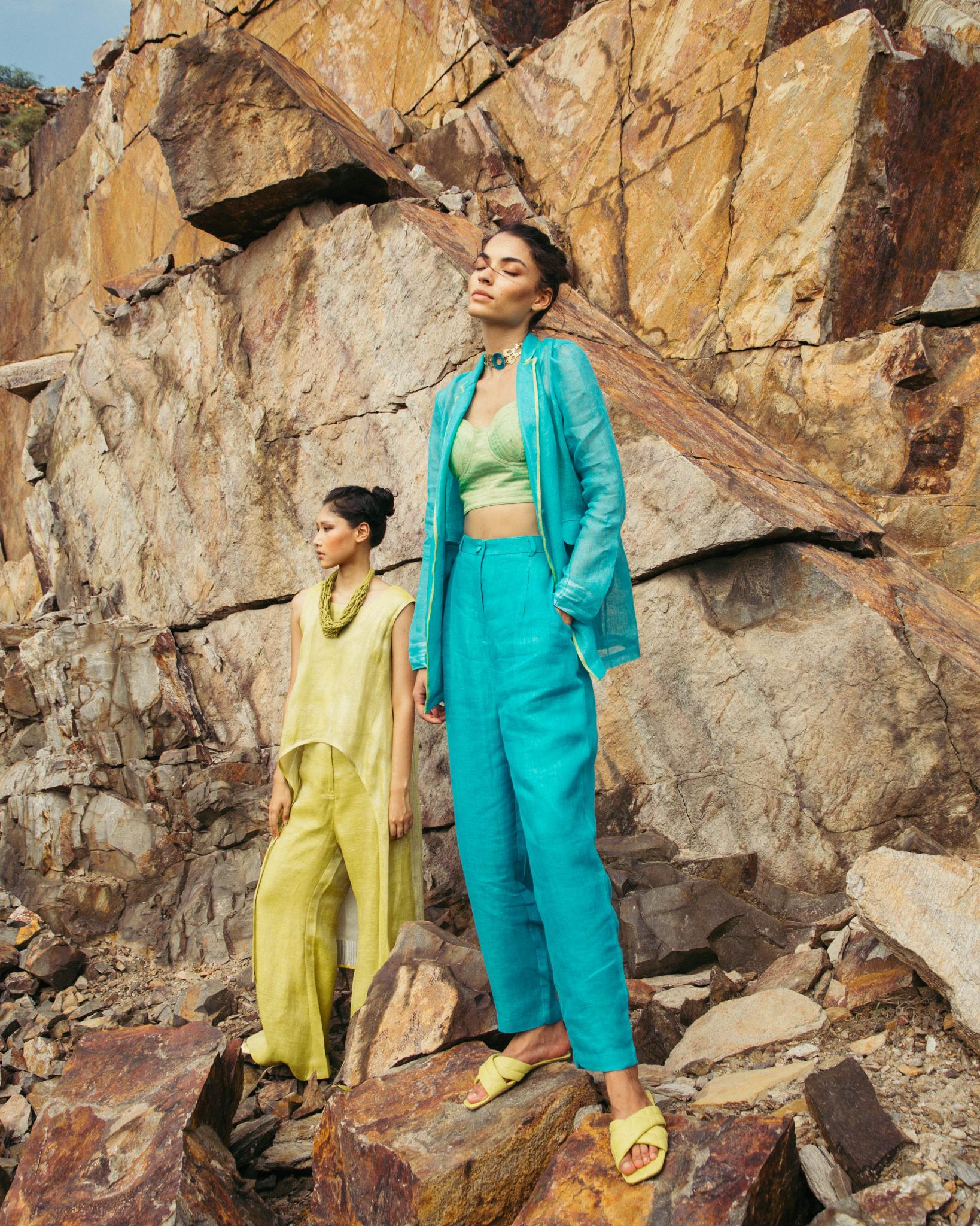 Pool Blue Pantsuit with Bustier - CiceroniCo-ord SetPriyanca Khanna