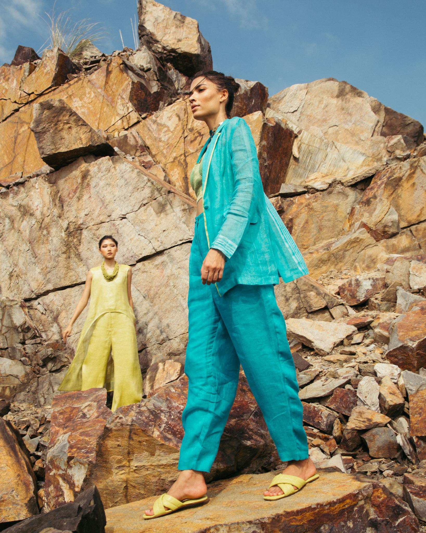 Pool Blue Pantsuit with Bustier - CiceroniCo-ord SetPriyanca Khanna