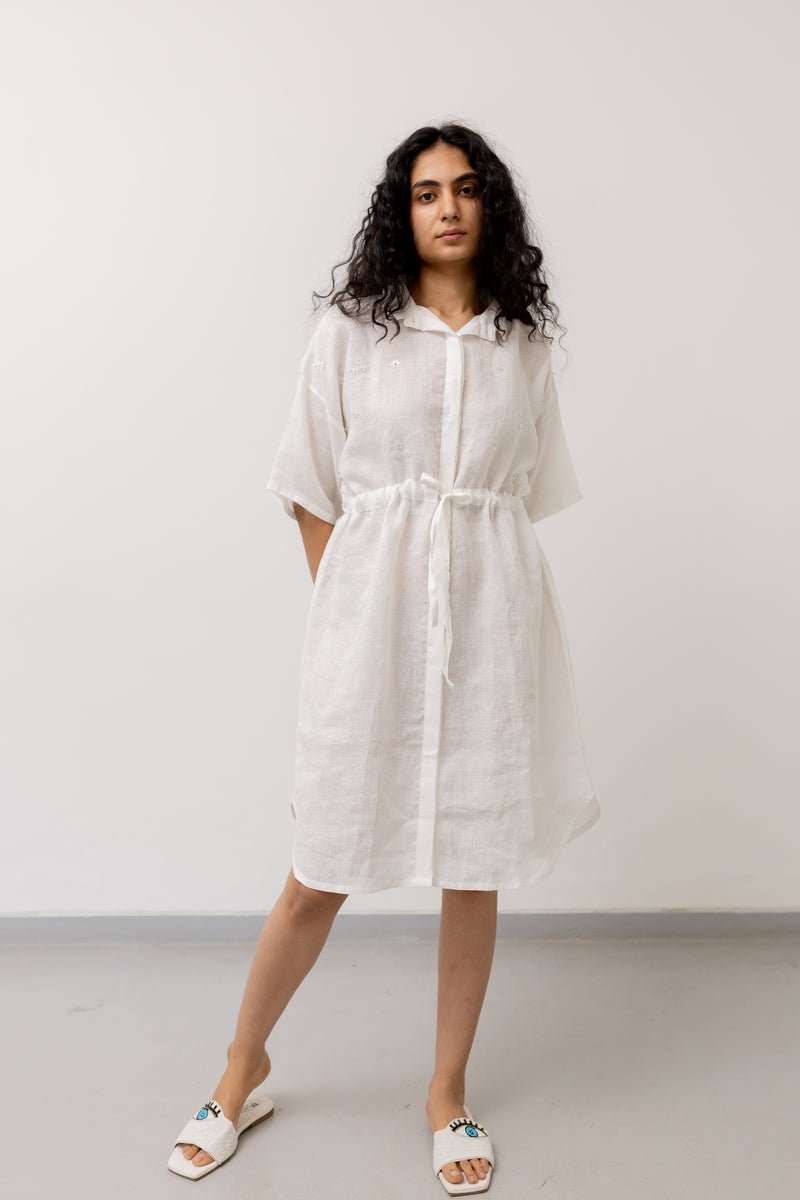 Pristine White Shirt Dress - CiceroniDressesSilai Studio