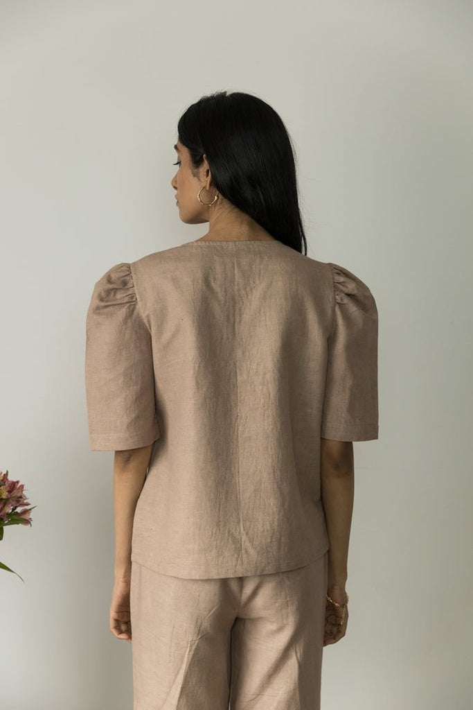 Puff Sleeve Wrap Top - CiceroniTopsAnushé Pirani